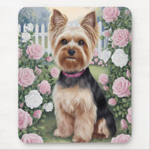 Elegant Yorkshire Terrier Roos Tuinschilderij Muismat