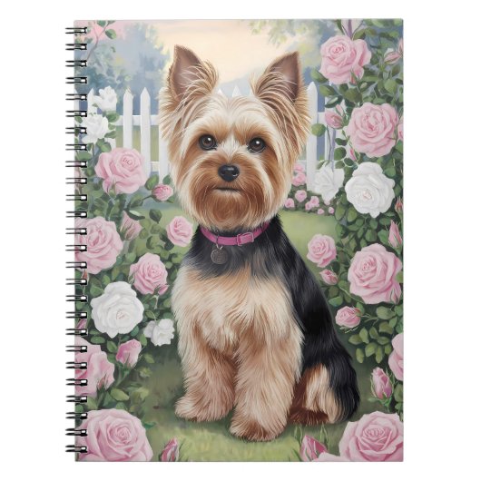 Elegant Yorkshire Terrier Roos Tuinschilderij Notitieboek (Voorkant)