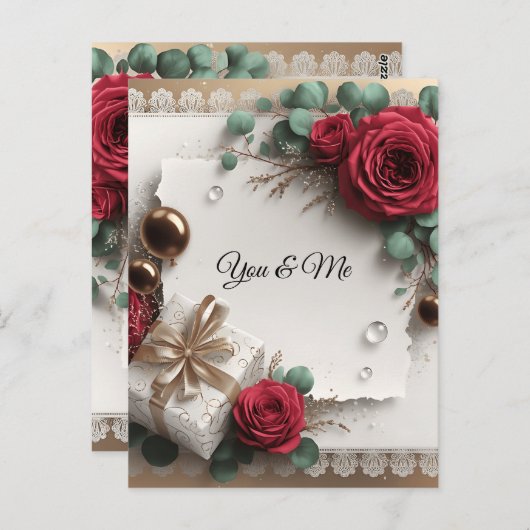 Elegant “You & Me” Gold Cursive Flat Greeting Card Briefkaart (Voorkant / Achterkant)