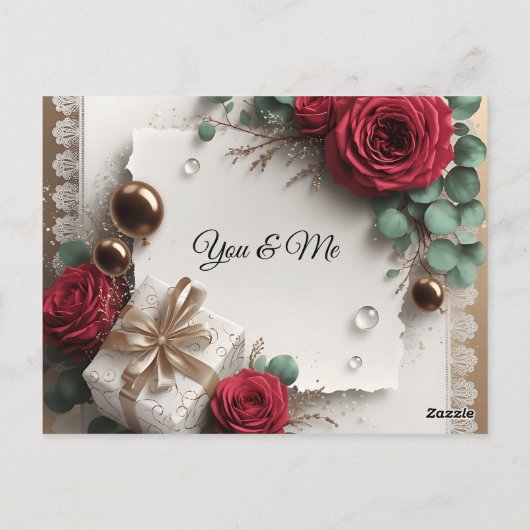 Elegant “You & Me” Gold Cursive Flat Greeting Card Briefkaart (Achterkant)