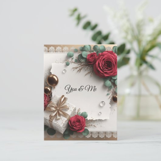 Elegant “You & Me” Gold Cursive Flat Greeting Card Feestdagenkaart (Staand voorkant)