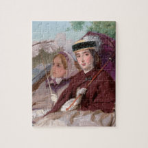 Elegant Young Damas Riding in the Carriage