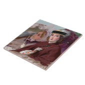 Elegant Young Damas Riding in the Carriage Tegeltje (Zijkant)