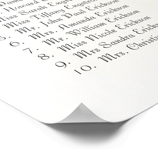 Elegant your Photo here Wedding Seding Chart Poster (Hoek)