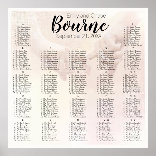 Elegant your Photo here Wedding Seding Chart Poster (Voorkant)