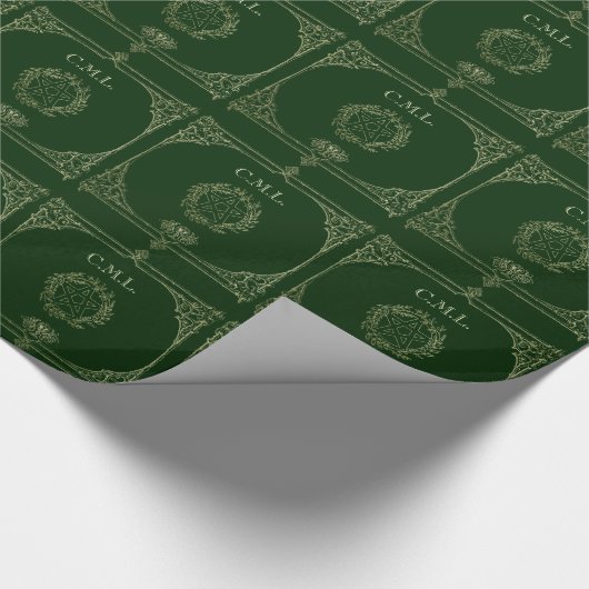 Elegant Yule (groen) Cadeaupapier (Hoek)
