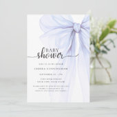 Elegant zacht blauw boog Baby shower uitnodiging (Staand voorkant)