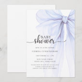 Elegant zacht blauw boog Baby shower uitnodiging (Voorkant / Achterkant)