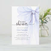 Elegant zacht blauw boog Baby shower uitnodiging (Staand voorkant)