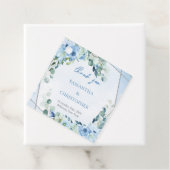 Elegant zacht blauw waterverf bloemenzilveren brui bedankjes labels (In situ)