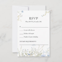 Elegant zacht blauw Wildflower Meadow rsvp kaart
