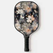 Elegant Zacht Bloempatroon met Monogram Pickleball Paddle (Voorkant)