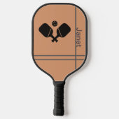 Elegant Zacht Bloempatroon met Monogram Pickleball Paddle (Achterkant)