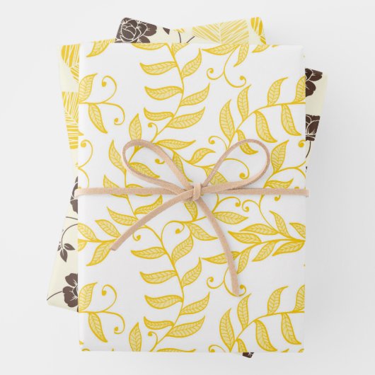  Elegant Zacht Geel Crème Bruin Douane Inpakpapier Vel (In situ)