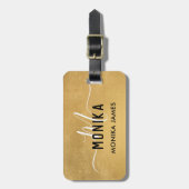 Elegant Zacht Goud Folie Monogram Custom Bagagelabel (Voorkant verticaal)