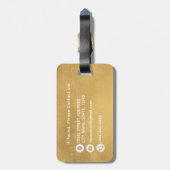 Elegant Zacht Goud Folie Monogram Custom Bagagelabel (Achterkant verticaal)