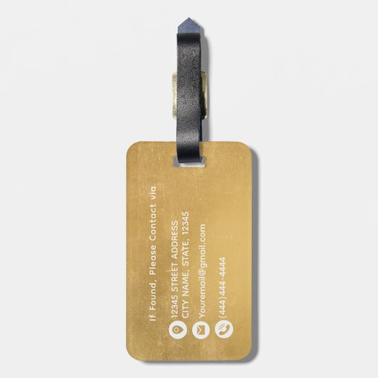 Elegant Zacht Goud Folie Monogram Custom Bagagelabel (Achterkant verticaal)