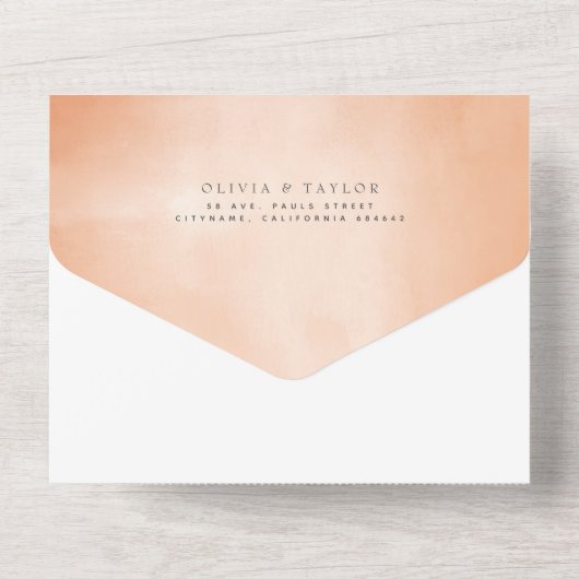 Elegant zacht licht Roos Bloemen Boho bruiloft All In One Uitnodiging (Achterkant)