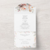 Elegant zacht licht Roos Bloemen Boho bruiloft All In One Uitnodiging (Binnen)