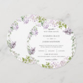 Elegant Zacht Lila Paarse Bloemen Groen Bruiloft Kaart (Voorkant / Achterkant)