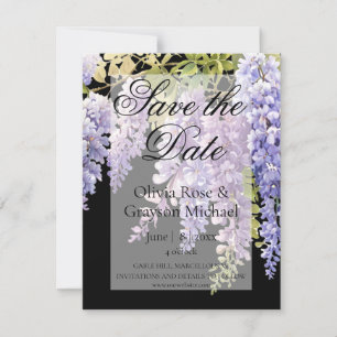 Elegant zacht paarse blauwe waterverf wisteria ops save the date