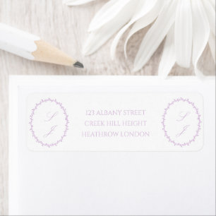 Elegant Zacht Paarse Monogram Bruiloft Etiket