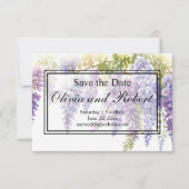 Elegant zacht paarse waterverf wisteria floral save the date (Voorkant)