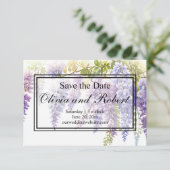 Elegant zacht paarse waterverf wisteria floral save the date (Staand voorkant)