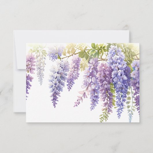 Elegant zacht paarse waterverf wisteria floral save the date (Achterkant)