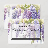 Elegant zacht paarse waterverf wisteria floral save the date (Voorkant / Achterkant)