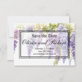 Elegant zacht paarse waterverf wisteria floral save the date