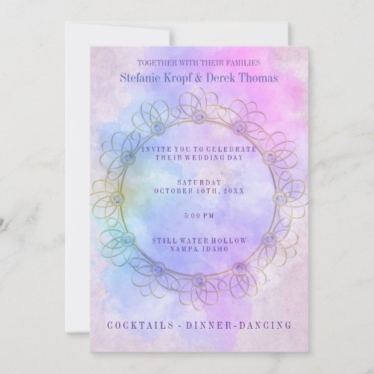 Elegant Zacht Pastel & Goud Aankondiging (Achterkant)