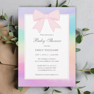 Elegant zacht pastel roze strik meisje Baby shower Kaart