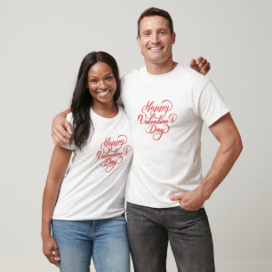 Elegant Zacht Rood Gelukkig Valentijnsdag T-shirt