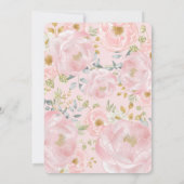 Elegant Zacht Roze Bloemen Pioen + Groen Bruiloft Kaart (Achterkant)