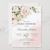 Elegant Zacht roze bloemengoud boho baby shower Kaart (Voorkant)