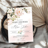 Elegant Zacht roze bloemengoud boho baby shower Kaart
