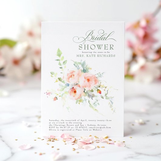 Elegant zacht roze bloemetjes Boho Vrijgezellenfee Kaart