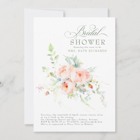 Elegant zacht roze bloemetjes Boho Vrijgezellenfee Kaart (Voorkant)