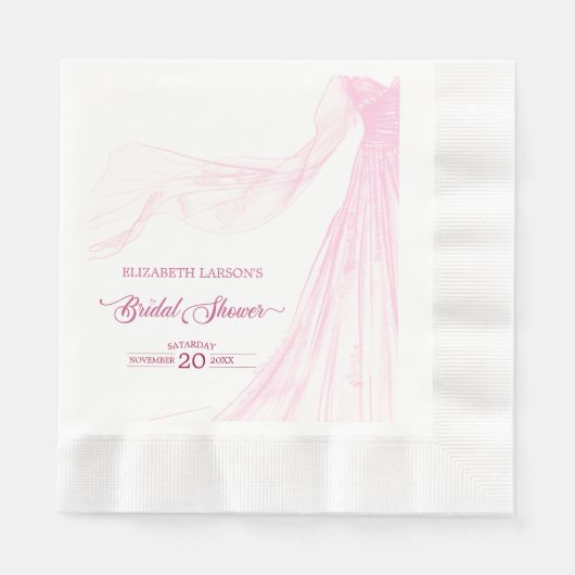 Elegant Zacht Roze Bruidsjurk Vrijgezellenfeest Servet (Voorkant)