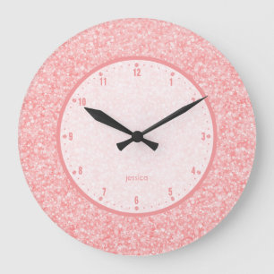 Elegant zacht roze glitter en sparkles grote klok