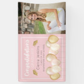 Elegant Zacht Roze Goud Foto Afstuderen Banner (Verticaal)