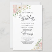 Elegant Zacht Roze Rozen Budget Huwelijksprogramma (Voorkant)