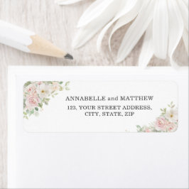 Elegant Zacht Roze Rozen Retouradres Label