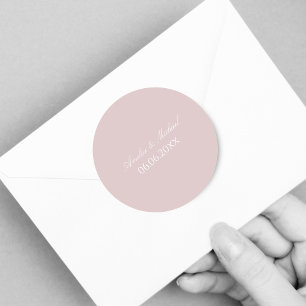 Elegant zacht roze save the date ronde sticker