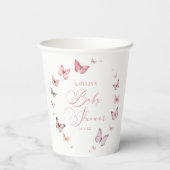 Elegant zacht roze vlinder Baby shower Papieren Bekers (Achterkant)