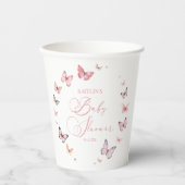 Elegant zacht roze vlinder Baby shower Papieren Bekers (Voorkant)