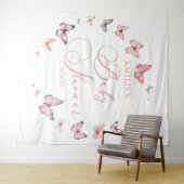 Elegant zacht roze vlinder Baby shower Wandkleed (In Situ (horizontaal))