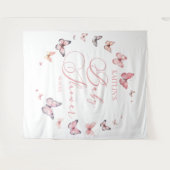 Elegant zacht roze vlinder Baby shower Wandkleed (Voorkant (horizontaal))