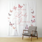 Elegant zacht roze vlinder Baby shower Wandkleed (In situ)